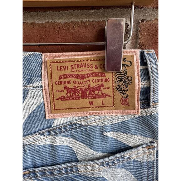 CLOT X Levi's 70s High Midi Skirt Tiger Stripe red Tab Denim Rare Womens 27 NWT - Picture 4 of 10